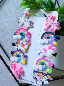 SPINKI do włosów JEDNOROŻEC klamry ozdoby zestaw 10 sztuk PREZENT