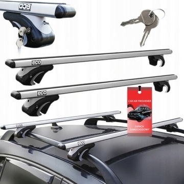 BELKI DACHOWE BAGAŻNIK DACHOWY NA RELING ALUMINIUM Z ZAMKAMI ECO 120CM