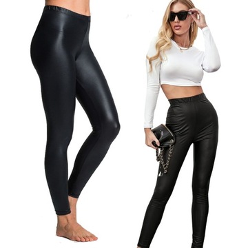 DAMSKIE LEGGINSY SPORTOWE ROZCIĄGLIWE KRYJĄCE LATEKS LATEXOWE 3XL