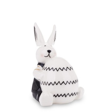 Ceramiczna figurka ZAJĄC z jajkiem|8,5cm WIELKANOC