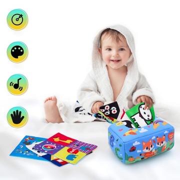 SORTER PUDEŁKO Z CHUSTECZKAMI ZWIERZĄTKA PLUSZOWE MONTESSORI SENSORYCZNE