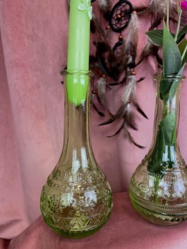 Ваза подсвечник бутылка бутылка Paris Green H15,8 см - 3 дизайна