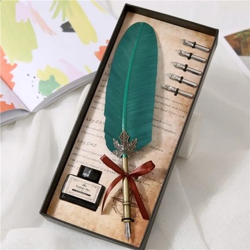 Creative Craft Quill Retro Varved Stainless Steel Water Pen Signature Gift