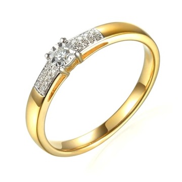 Złoty pierścionek diament r.13 zaręczyny 585 14k