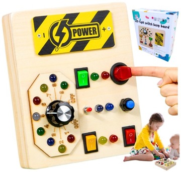 TABLICA MANIPULACYJNA PANEL SENSORYCZNY DREWNIANY KONTROLER LED PRZEŁĄCZNIK