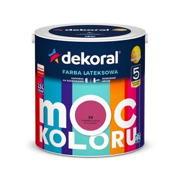 Farba lateksowa Moc Koloru W POWABNA FUKSJA 2,5L Dekoral