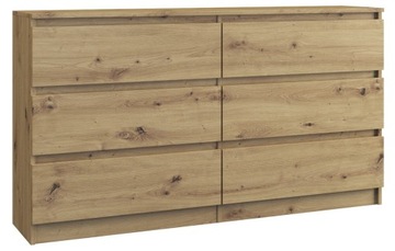 KOMODA BEZUCHWYTOWA M6 140CM 6 SZUFLAD DĄB ARTISAN
