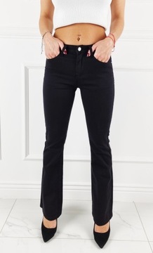 Damskie spodnie Premium dzwony jeans - Flares - Black szeroka nogawka