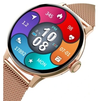 Smartwatch złoty menu PL głośnik mikrofon 42mm