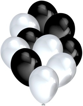 Balony Metaliczne Zestaw Perłowe + Czarne 10 szt.