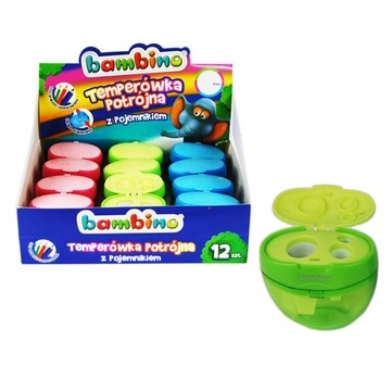 ТРОЙНАЯ ТОЧИЛКА С КОНТЕЙНЕРОМ ДЛЯ СМЕСИ BAMBINO