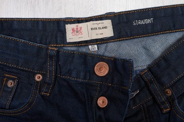 RIVER ISLAND STRAIGHT JEANSY spodnie męskie czarne PREMIUM 32/30 pas 82