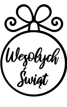 naklejka WESOŁYCH ŚWIĄT duża bombka 28x38cm ażur