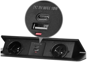 РАЗЪЕМ RECORTIS СКРЫТ В ВЕРХНЕЙ ЧАСТИ ЗАРЯДНОГО УСТРОЙСТВА USB C.