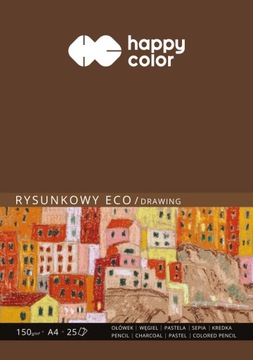 Blok rysunkowy ECO ART A4 25 ark 150 g Happy Color do pasteli ołówka sepii