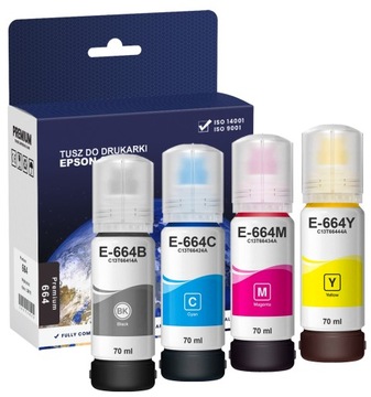 Zestaw Komplet Tuszy 664 do Drukarek EPSON ECOTANK ITS L3050 L3060 L3070 XL