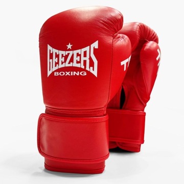 Rękawice bokserskie GEEZERS TRG skóra (red) [Waga 16 oz]