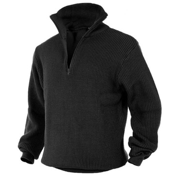 Sweter Bluza Golf ciepły wojskowy kołnierz Bluza Mil-Tec Troyer Czarny 52