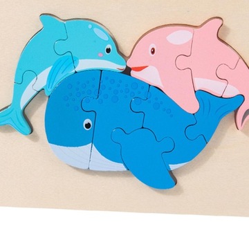 Puzzle Zabawki Zwierzęta Drewniany Słoń Puzzle Wieloryb
