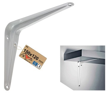 UCHWYT WSPORNIK KĄTOWNIK PODPÓRKA PÓŁKĘ DO PÓŁKI BIAŁY METALOWY 150x120 MM