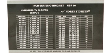ZESTAW ORINGÓW CALOWYCH NBR 382 SZTUK OLEJOODPORNE