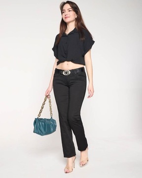 8681-6 BLACK CZARNE JEANSY DAMSKIE XXS - 32