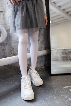 RAJSTOPY DZIECIĘCE DZIEWCZĘCE BIAŁE GŁADKIE Z MIKROFIBRY 122-128 FUNPOL