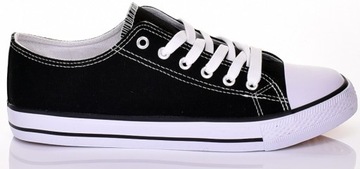KLASYCZNE TENISÓWKI MĘSKIE TRAMPKI SZNUROWANE CZARNE BUTY SPORTOWE
