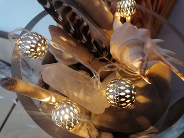 украшение стола ажур ШАРЫ 10шт LED 3хАА серебро