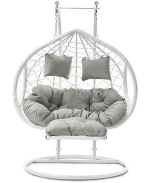 ПОДВЕСНОЙ КРЕСЛО-ГАМАК С ПОДНОГКОЙ, БЕЛЫЙ, ДЛЯ 2 ЧЕЛОВЕК