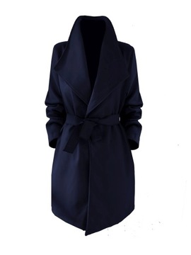 Blogger пальто классический лацкан ремень темно-синий