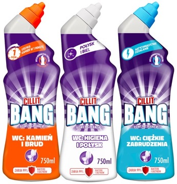 Cillit Bang żel do czyszczenia WC toalety zestaw 3 x 750ml