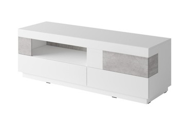 Komoda RTV SE41 SILKE w białym kolorze z połyskiem - elegancki element