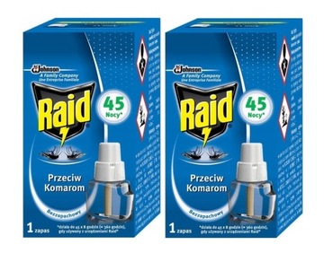 2x RAID PRZECIW KOMAROM ZAPAS PŁYN WKŁAD 45 NOCY 27 ml