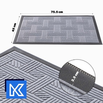 WYCIERACZKA POD DRZWI WEJŚCIOWA ZEWNĘTRZNA DO BUTÓW WEWNĘTRZNA GUMOWA 75x45