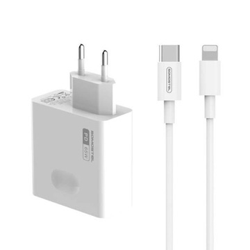 ŁADOWARKA DO TELEFONU 65W GAN SZYBKA + KABEL PD QC DO IPHONE LIGHTNING