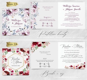 Свадебные приглашения на гламурную цветочную свадьбу + полная персонализация