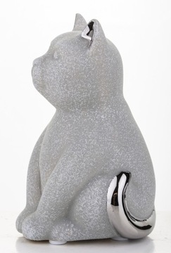 Статуэтка кошки серый серебряный котенок украшение дома