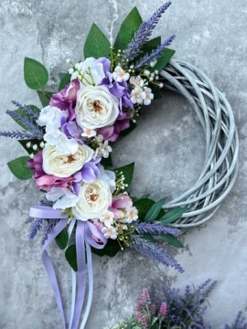 ЦВЕТОЧНАЯ ГИРЛЯНДА ДЛЯ ДВЕРИ ВЕСЕННИЙ ПЛЕТЕНЫЙ ВЕНОК БЕЛАЯ РОЗА