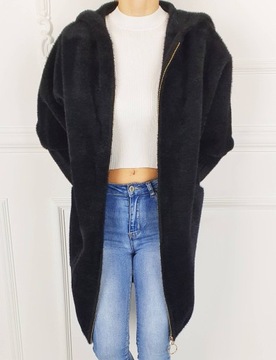 ПАЛЬТО ЖЕНСКОЕ АЛЬПАКА, ШЕРСТЬ, КАПЮШОН, ЦВЕТ - МОЛНИЯ