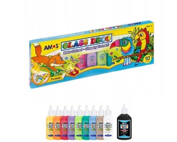 КРАСКИ ВИТРАЖНЫЕ 10 ЦВЕТОВ GD22P10 AMOS
