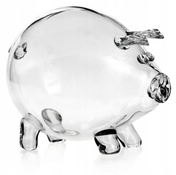 ПРОЗРАЧНАЯ большая стеклянная копилка СВИНКА в ПОДАРОК ​​Шкло-Кросно