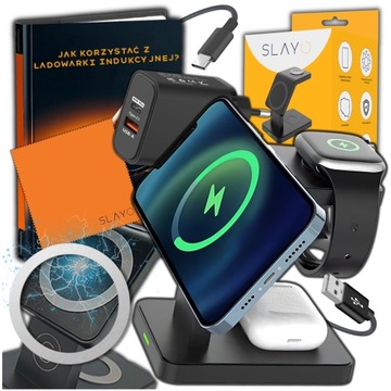 Ładowarka Indukcyjna Magnetyczna do IPHONE 12 13 14 15 APPLE iWATCH 3w1 15W