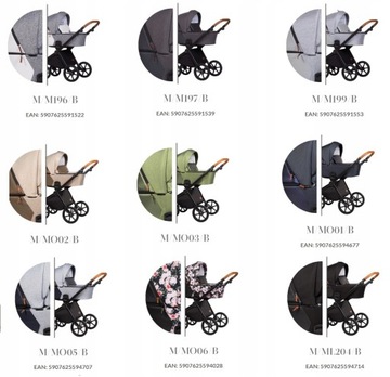 Коляска 3в1 с цветочным рисунком, черная MANGO Baby Merc 06 KITE