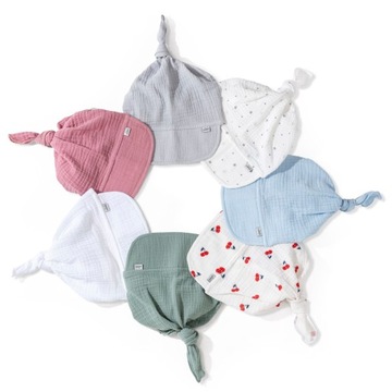 MUŚLINOWA CHUSTKA Z DASZKIEM CHUSTECZKA NIEMOWLĘCA NA GŁOWĘ BAWEŁNA JUKKI