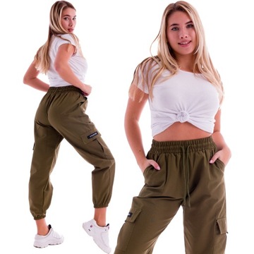 STYLOWE KOBIECE SPODNIE CARGO BOJÓWKI