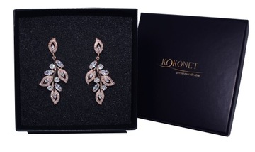 kolczyki BOHO glam rose PIĘKNE WESELE wiszące CUDO