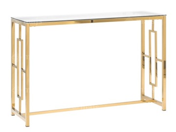 STYLIZOWANA METALOWA KONSOLA 3D ZE SZKLANYM BLATEM