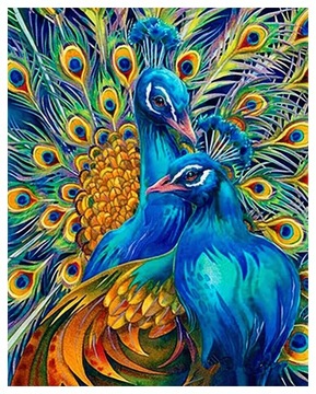 HAFT DIAMENTOWY Diamond Painting Mozaika Niebieskie Pawie 45x55 Zestaw 5D