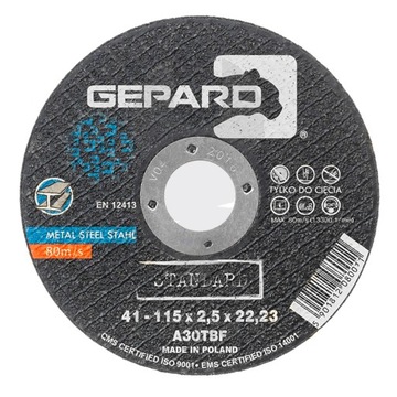 TARCZA DO METALU 41 95A 115x2.5x22 GEPARD STANDARD